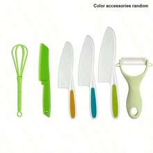 MINKOJA 6 Pieces Montessori Toddler Kitchen Utensil Set,Real Cooking Knife Hay Knife,Birthday Gift(Random Component Color),Cooking Knife Set,Cooking Toy Set,Toddler Knife Set,Kitchen Toy,Kids Kitchen - Multicolor - View 7