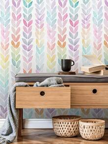 1 PC Removable Peelable Self Adhesive Matte Finish Leaf Pattern Wall Sticker For Living Room Bedroom Cabinet Wardrobe Stairs Door Easy Apply No Residue Durable Waterproof Modern Farmhouse Boho Aesthetic - multicolor - View 4