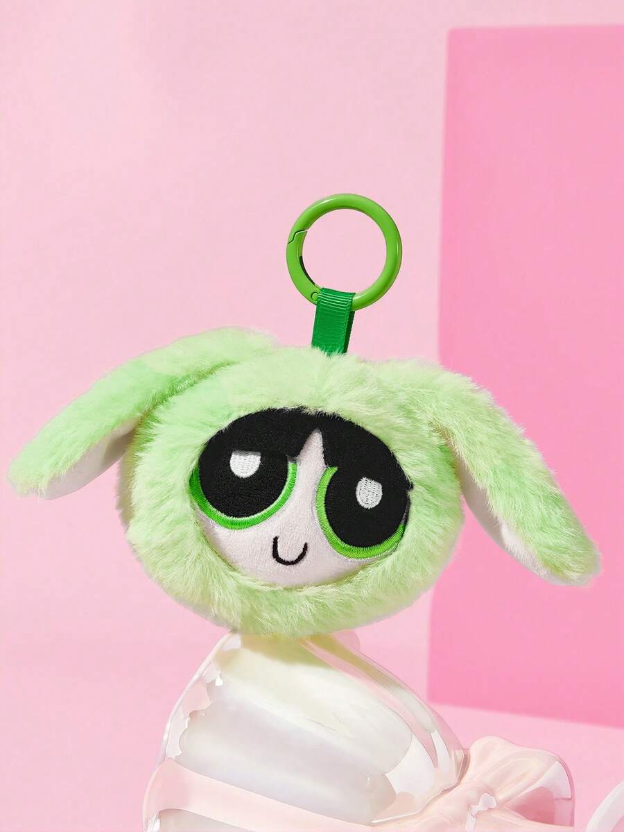 THE POWERPUFF GIRLS X SHEIN 1個可愛毛絨吊飾,精緻刺繡,可愛造型,可掛在包包和鑰匙上 - 綠色 - 查看 1