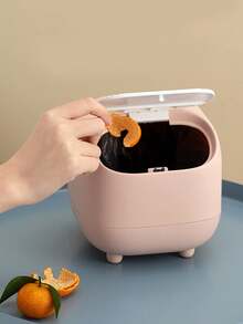 Mini Desk Trash Can With Press-Open Lid, Small Office Tabletop Waste Basket, 2-Layer Portable Garbage Bin For Home, Car, Dorm - Multicolor - View 12