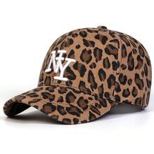 Dealstrict 1pc Women's NY Leopard Letter Embroidered Baseball Cap, Casual Street Fashion Hat For Spring, Autumn Season, Traveling, Vacation, Beach - Multicolor - View 4