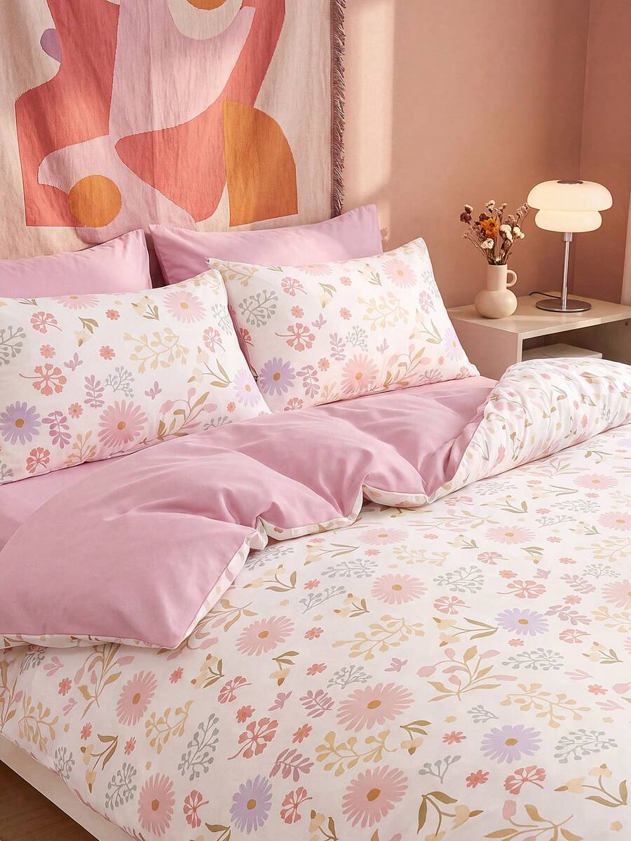 SHEIN 2/3 Piece, Quilt Cover Bedding Set, Pastoral Light Retro Style, Warm Room Decoration, Skin-Friendly And Breathable, Super Soft And Anti-Pilling, Quilt Cover + Pillowcase, No Quilt Core, Universal In All Seasons, Machine Washable - Multicolor - View 1