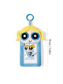 THE POWERPUFF GIRLS X SHEIN Dompet Kartu Animasi Biru, Bentuk Rambut Tiga Dimensi, Cocok Untuk Menyimpan Kartu Kecil Idou, Kartu Kerja, Kartu Kampus, Kartu Transportasi, dll., Desain Jendela PVC Transparan, Dapat Digantung di Tas - Gadis Powerpuff - View 3