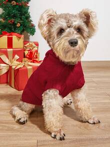 PETSIN Xmas Embroidered Santa Dog Hoodie Warm Knit Christmas Pet Sweater - Multicolor - View 12