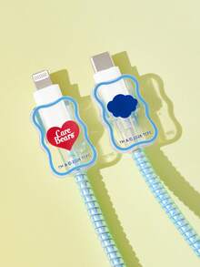 SHEIN X Care Bears 數據線保護套，適用於 iPhone 充電器，4 件組手機線材保護套，充電器保護套（不含數據線） - 藍色 - 查看 8