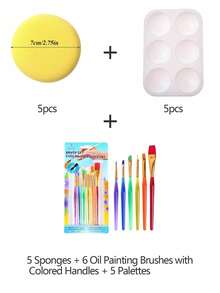 5/10/15/20pcs Round Painting Sponge, Suitable For Watercolor Crafts, Ceramic Pottery, Clay, Facial Painting And Home Use - Yellow - View 16