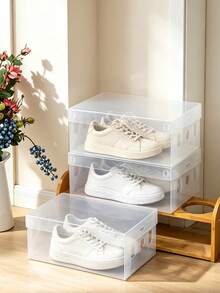 10 Pack Foldable Clear Plastic Shoe Boxes, Waterproof Dustproof Stackable Storage Organizer For Sneakers, High Heels, Clothes, Foldable Containers For Closet, Dorm, Bedroom & Small Apartment - View 7