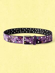 Popjeli Millennium Spice Girls Star Rivet Wide Belt Personality Old Decorative Belt - Purple - View 4