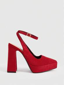 CUCCOO LuxiPop High-Heeled Thick-Soled Platform Fashionable And Simple Banquet Shoes - Red - View 4