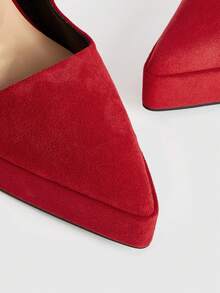 CUCCOO LuxiPop High-Heeled Thick-Soled Platform Fashionable And Simple Banquet Shoes - Red - View 2