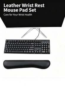2pcs PU Leather Wrist‑Support Mouse Pad, Soft Wrist Rest Cushion, Comfort Wrist Pillow For Computer Office Daily Use - View 2