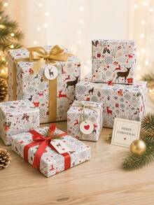 Christmas Reindeer Pattern Holiday Gift Wrapping Paper - D - View 8