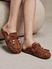 Solecia Women's Fashion Slip-On Closed Toe Shoes, Retro Casual Style - Brown - View 7