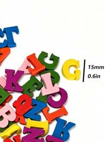 100pcs Wooden Letter & Number Chips, Mixed 26 Alphabet Letters, Natural & Colored Wood Slices, Kids Early Learning DIY Literacy Decorations - multicolor - View 6