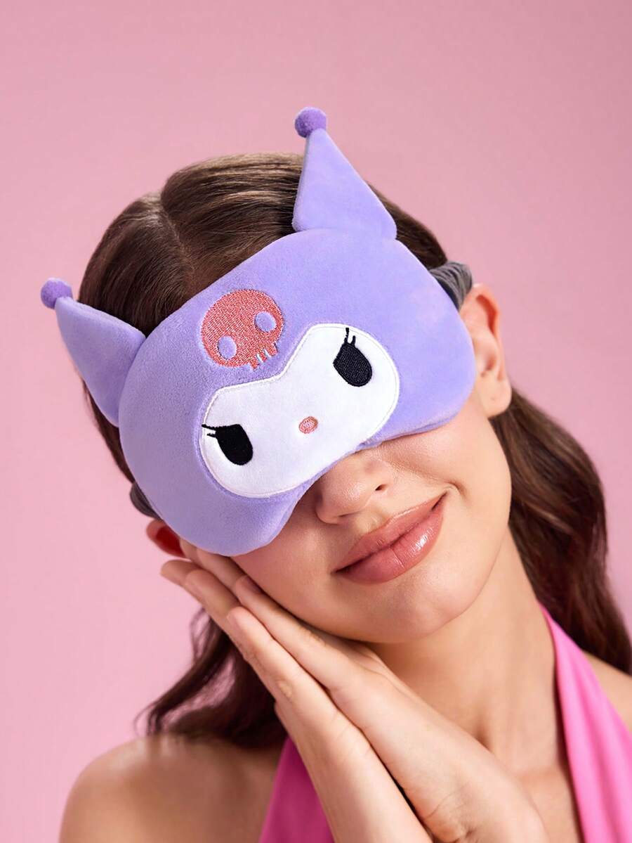 HELLO KITTY AND FRIENDS | SHEIN Embroidered Sleep Shading Blindfold, Effective Shading, Soft Fabric - Purple - View 1