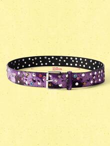 Popjeli Millennium Spice Girls Star Rivet Wide Belt Personality Old Decorative Belt - Purple - View 11