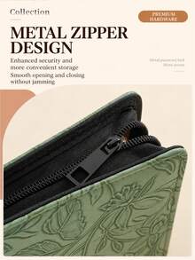 Embossed PU Leather Zipper Storage Binder, Multi‑Purpose Paper Document Organizer, A6 Portable Collection Album For Paper Memorabilia - multicolor - View 5