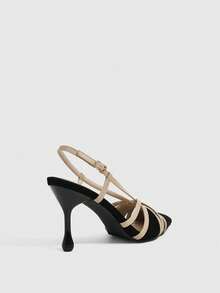 CUCCOO SZL Ladies' Fashionable And Elegant Back Lift With Pointed Head Stiletto Bag Head And Empty Women's Sandals - Apricot Black - View 3