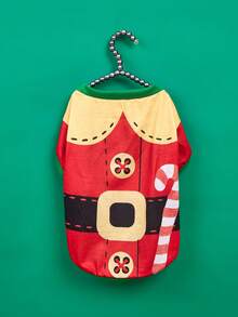 PETSIN Xmas Elf Dog Clothes, Festive Candy Cane Printed Pet Shirt Christmas Puppy Outfit - Multicolor - View 19
