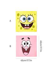 SpongeBob SquarePants | SHEIN 1個卡通裝飾抱枕套（不含枕芯），尺寸45*45公分，柔軟舒適的毛絨布料，適用於居家裝飾、汽車、禮品等 - 彩色 - 查看 4