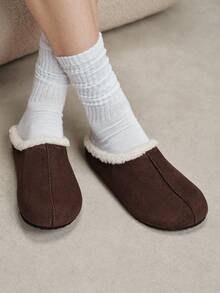 Solecia Women's Flat-Bottomed Fuzzy Shoes, Keep Warm At Home - Coffee Brown - View 11