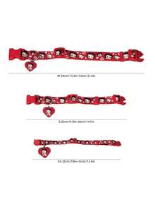 Betty Boop X PETSIN 1pc Pet Collar With Bell Pendant With Fashionable Pattern, Polyester Material, Secure Comfortable Fit, Quick-Release Clasp, Daily Outings And Play, For Cats And Small Dogs, Stylish - Red - View 3