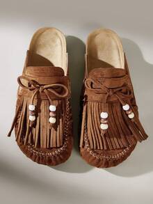 Solecia Women's Fashion Slip-On Closed Toe Shoes, Retro Casual Style - Brown - View 4