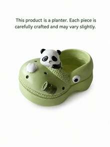 Joivida 1Pc Cute Slipper Shaped Succulent Planter, Creative Animal Themed Resin Flower Pot, Fun Hole Shoe Design Plant Pot For Small Plants, Multiple Animal Styles (Rabbit/Panda/Cat/Bull), Durable Non-Deform Resin Planter For Desk & Home Decor, - multicolor - View 13
