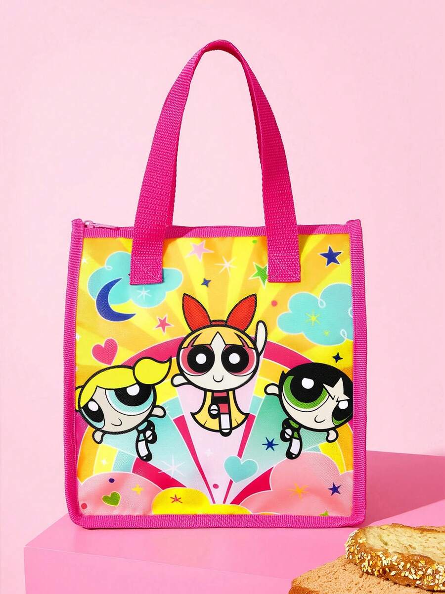 THE POWERPUFF GIRLS X SHEIN 1 Patterned Printed Insulated Lunch Bag To Keep Food Warm Or Cold, Picnic Bag, Large Capacity, Can Hold Lunch Boxes - color - View 1