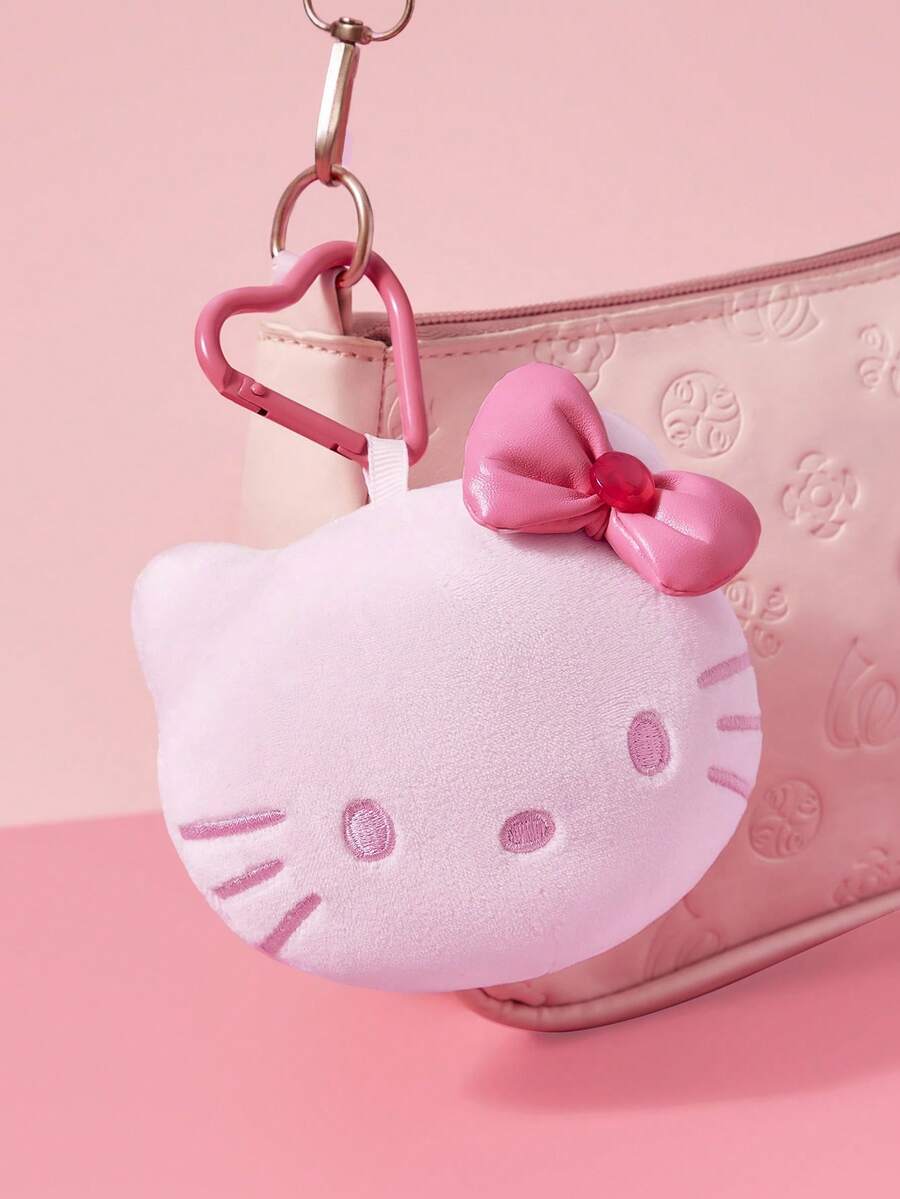 HELLO KITTY AND FRIENDS | SHEIN 1個可愛卡通貓吊飾,粉色PU材質,優雅時尚,可掛在包包和鑰匙上 - 粉色 - 查看 1