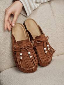 Solecia Women's Fashion Slip-On Closed Toe Shoes, Retro Casual Style - Brown - View 1