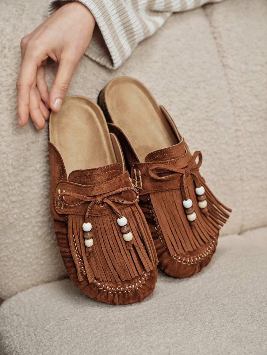 Solecia Women's Fashion Slip-On Closed Toe Shoes, Retro Casual Style - Brown - View 1