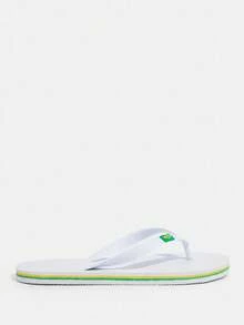 Grefit Color Block Print Flip Flop Sandals With White Sole, Suitable For Home & Outdoor Wear Beach Shoes - White - View 8