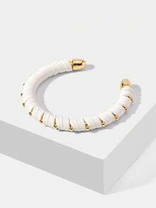Gold Metal PU Imitation Leather Winding Handmade Personalized Bracelet - Yellow Gold - View 8