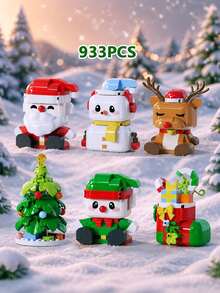 Christmas Building Blocks Set, Q‑Version Santa, Snowman, Reindeer, Elf, Christmas Tree & Christmas Stocking Bricks Kit, Exquisite DIY Desktop Ornament, Xmas Holiday Gift For Boys & Girls - Multicolor - View 14