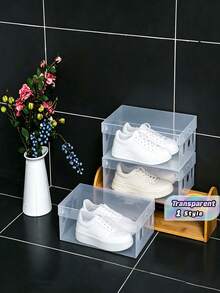 10 Pack Foldable Clear Plastic Shoe Boxes, Waterproof Dustproof Stackable Storage Organizer For Sneakers, High Heels, Clothes, Foldable Containers For Closet, Dorm, Bedroom & Small Apartment - View 1