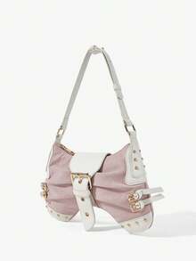 Viva Strut Ladies Bag, Spice Girl Y2K Punk, Hardware Decoration, Leopard Print, Suitable For Daily Commuting, The Best Gift For Girlfriends, A Must-Have Item For - Pink - View 3