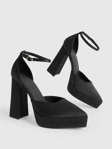 CUCCOO LuxiPop High-Heeled Thick-Soled Platform Fashionable And Simple Banquet Shoes Fall Shoes - Black - View 4