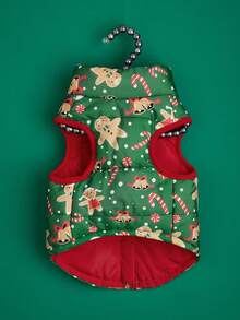 PETSIN Christmas Print Dog Puffer Vest Zipper Winter Coat With Harness Hole For Small Medium Dogs - Multicolor - View 10
