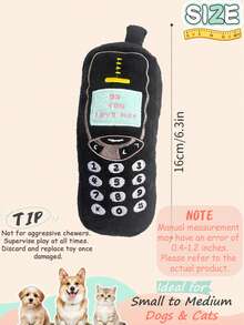 PETSIN 1PC Cute Phone-Shaped Pet Squeaky Toy, Built-In BB Squeaker, Squeaks When Bitten Or Pressed, Printed "DO YOU LOVE ME", For Small & Medium Cats Dogs, Teeth Grinding, Boredom Relief, Toss & Fetch Games, Pet Gift. - Black - View 3