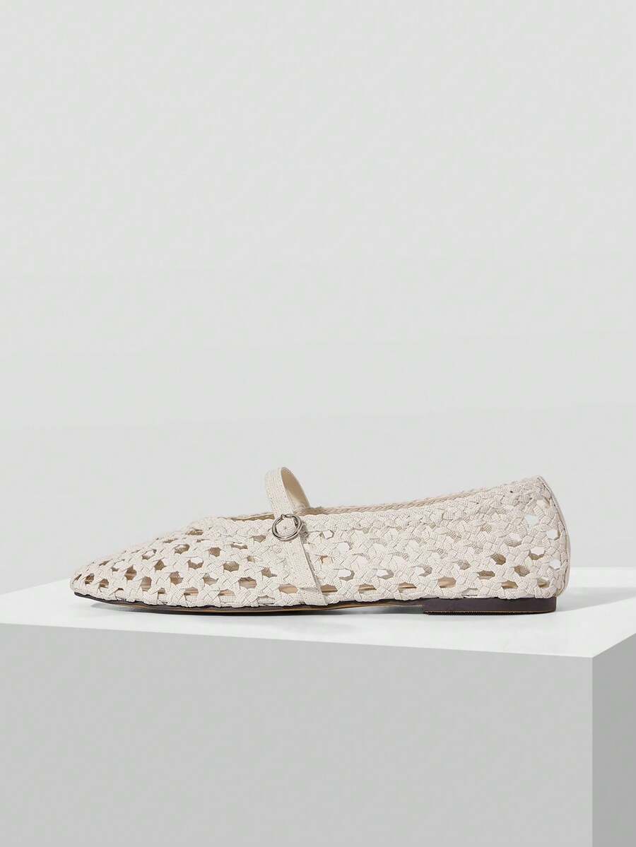 MOTF PREMIUM LADIES HANDMADE WHITE WOVEN FLATS - White 1 - View 2