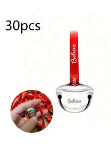 30 Pieces Christmas Sleigh Bells With Red Ribbon - 3 Cm Mini Metal Bells, Suitable For Tree, Wedding, Shower And Party Decorations - Multicolor - View 6