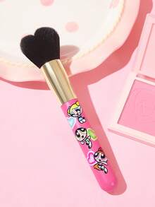 THE POWERPUFF GIRLS X SHEIN 可愛心形化妝刷，卡通手柄，蓬鬆柔和刷毛，腮紅與散粉雙用，居家化妝與旅行攜帶理想之選 - 粉色 - 查看 4