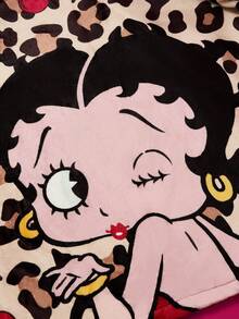 Betty Boop x SHEIN بطانية قابلة للارتداء من الفلانيل المطبوع، بطانية بغطاء رأس للاستخدام المنزلي والخارجي، ناعمة ومريحة، قابلة للغسل في الغسالة، هدية للعطلات - قهوة بيتي - مشاهدة 5