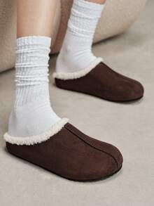Solecia Women's Flat-Bottomed Fuzzy Shoes, Keep Warm At Home - Coffee Brown - View 7