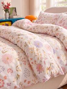 SHEIN 2/3 Piece, Quilt Cover Bedding Set, Pastoral Light Retro Style, Warm Room Decoration, Skin-Friendly And Breathable, Super Soft And Anti-Pilling, Quilt Cover + Pillowcase, No Quilt Core, Universal In All Seasons, Machine Washable - Multicolor - View 6