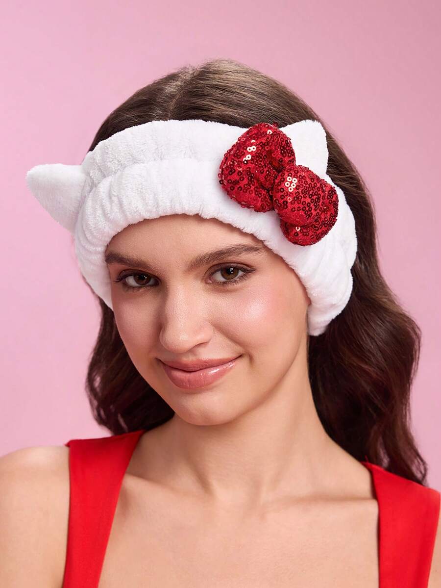 HELLO KITTY AND FRIENDS | SHEIN 1件裝閃亮蝴蝶結彈性髮圈,家居與浴室裝飾 - Hello Kitty - 查看 1