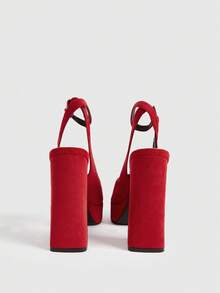 CUCCOO LuxiPop High-Heeled Thick-Soled Platform Fashionable And Simple Banquet Shoes - Red - View 6