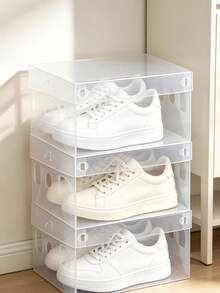 10 Pack Foldable Clear Plastic Shoe Boxes, Waterproof Dustproof Stackable Storage Organizer For Sneakers, High Heels, Clothes, Foldable Containers For Closet, Dorm, Bedroom & Small Apartment - View 5