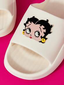 Betty Boop x SHEIN Fashionable Cute CartoonPINK Slip-On Slippers Non-Slip Quick-Drying Shower Slide, Lightweight And Durable EVA Material, In The House, - White - View 4